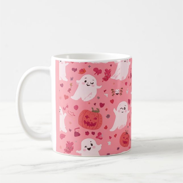 Lila pumpa Spöklik Överraskning Kaffemugg (Vänster)