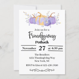 Lila Pumpkin Friendsgiving Party-inbjudan Inbjudningar