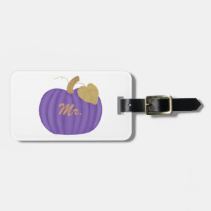 Lila Pumpkin Guld Löv Luggage Tag Bagagebricka