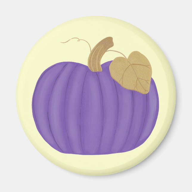 Lila Pumpkin Guld Löv Magnet (Framsidan)