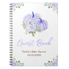 Lila Pumpkins Blommigt Baby Shower Guest Bok Anteckningsbok