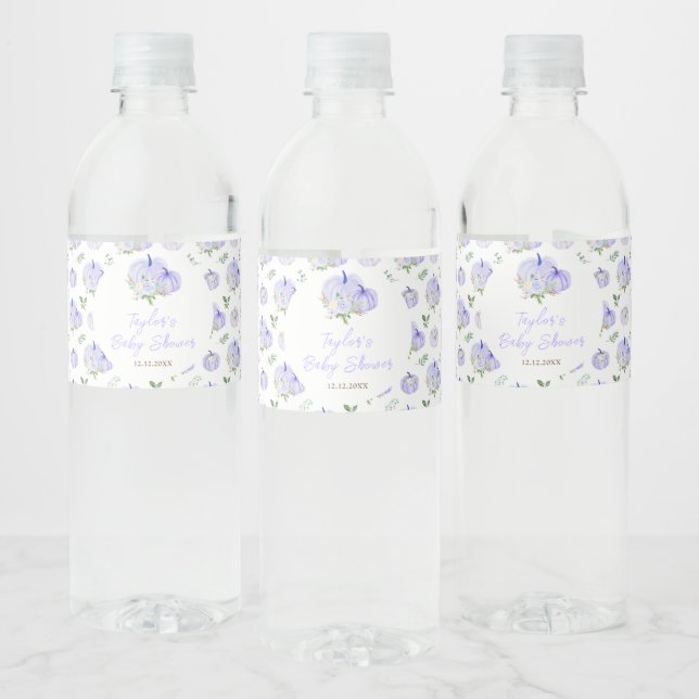 Lila pumpor Blommig baby shower Vattenflaskor Etikett (Flaskor)