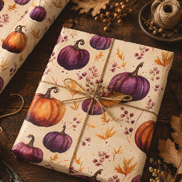 Lila pumpor höstskörd tacksgiving presentpapper