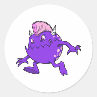 lila punkdjävul mohawk monster runt klistermärke