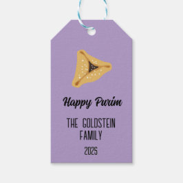 Lila Purim-familjen Namn för Gift Basket Gift Märk Presentetikett