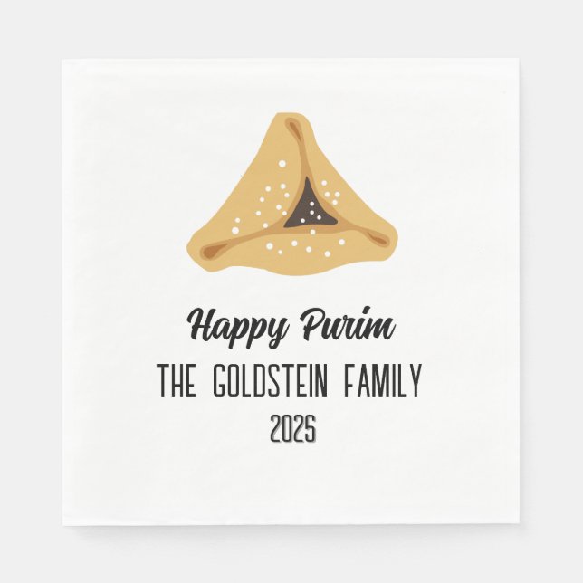 Lila Purim Hamentashen Family Namn Pappersservett (Framsidan)