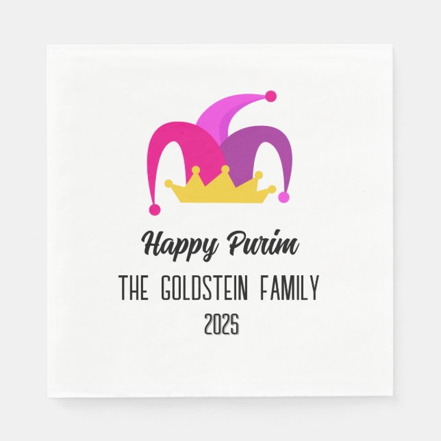 Lila Purim Hat Family Namn Pappersservett (Framsidan)