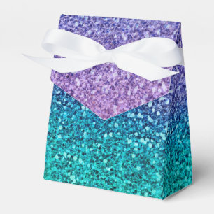 Lila Purpur & Teal Aqua Grön Glittrig Fest Presentaskar