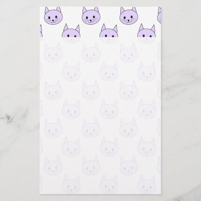 Lila purpurfärgad kattmodell brevpapper (Framsida)