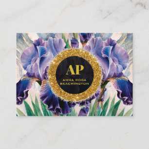 *~ LILA QR AP10 IRIS Flowers Guld Affärskort Visitkort