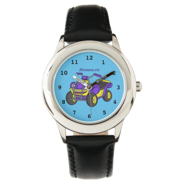 Lila Quad-tecknad illustration Armbandsur (Framsida)