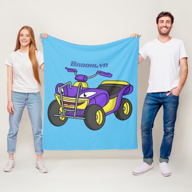 Lila Quad-tecknad illustration Fleecefilt (På plats)