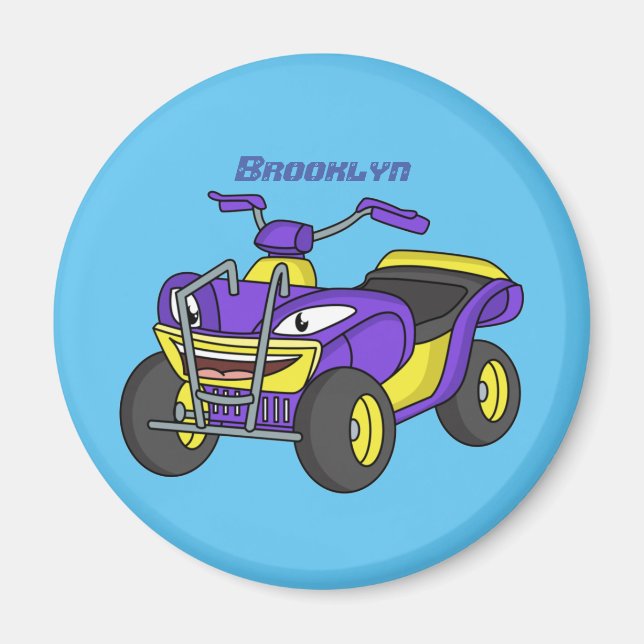 Lila Quad-tecknad illustration Magnet (Framsidan)