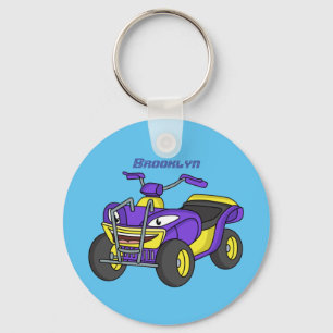 Lila Quad-tecknad illustration Nyckelring