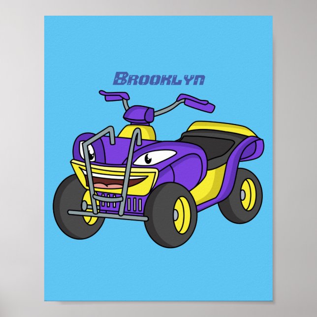 Lila Quad-tecknad illustration Poster (Framsidan)