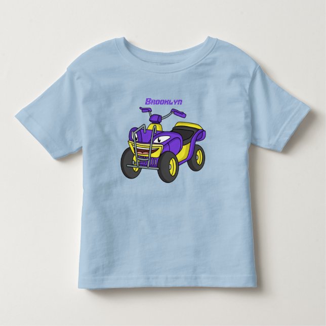 Lila Quad-tecknad illustration T Shirt (Framsida)
