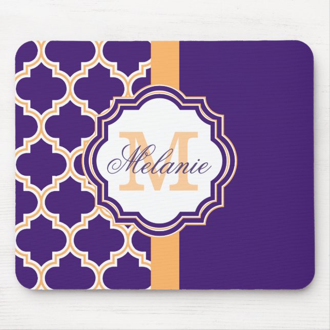 Lila Quatrefoil Monogram Musmatta (Framsidan)