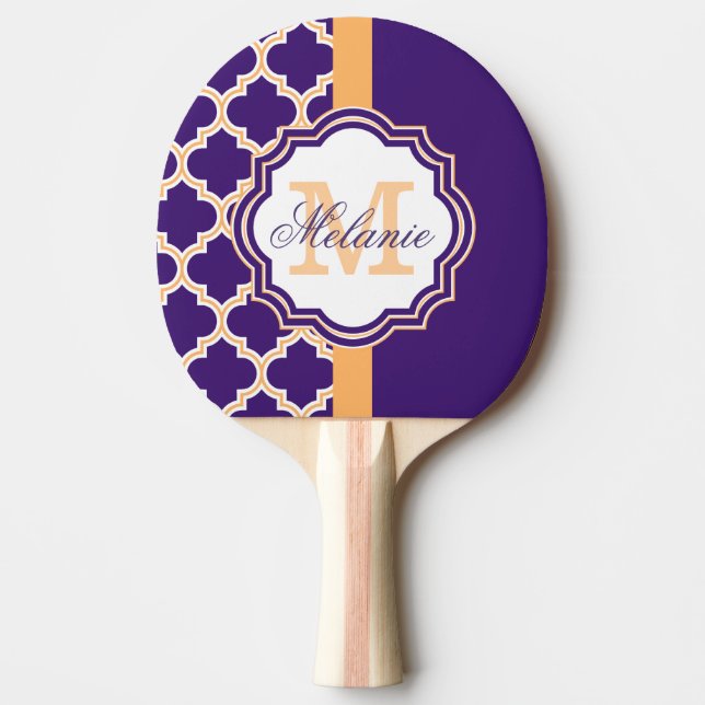 Lila Quatrefoil Monogram Pingisracket (Framsidan)