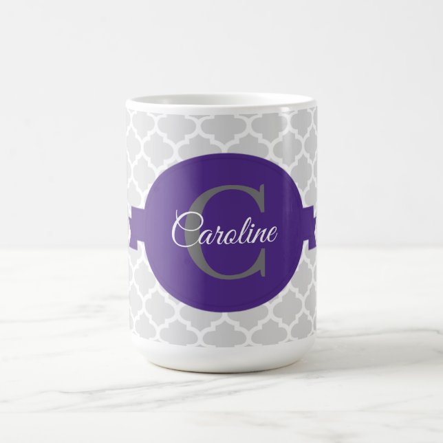 Lila Quatrefoil Personlig Coffee Mugg (Center)