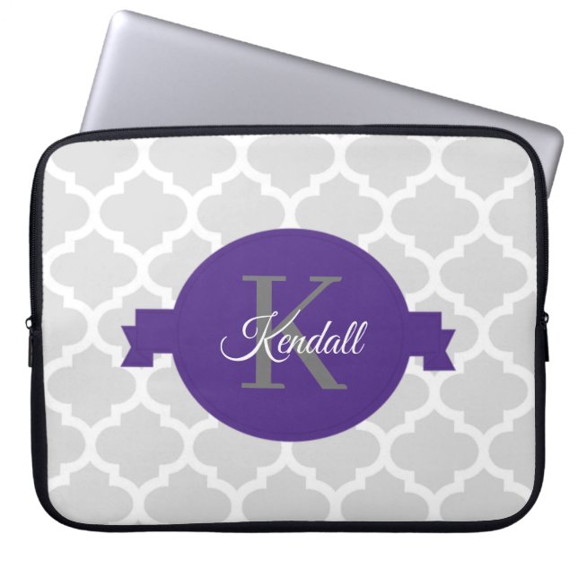 Lila Quatrefoil Personlig Laptop sleeve (Framsidan)
