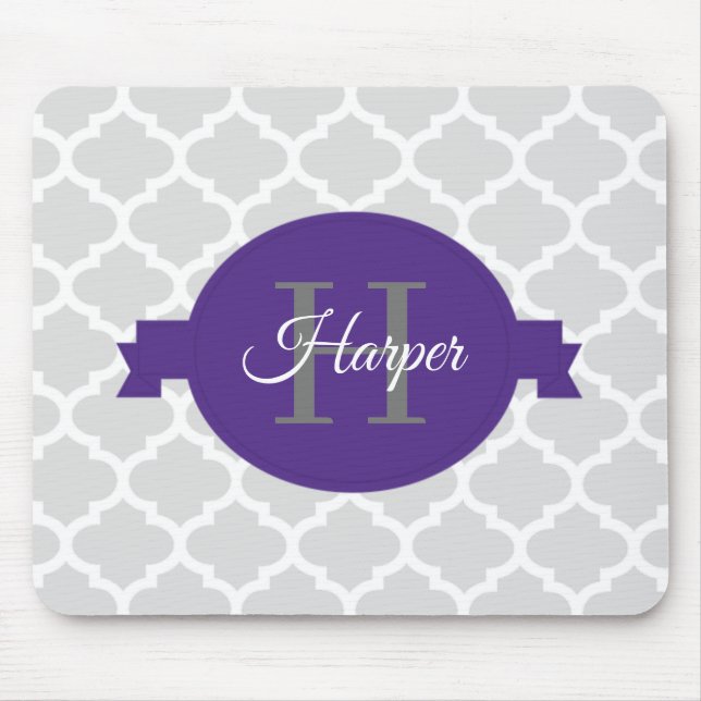 Lila Quatrefoil Personlig Mouse Pad Musmatta (Framsidan)