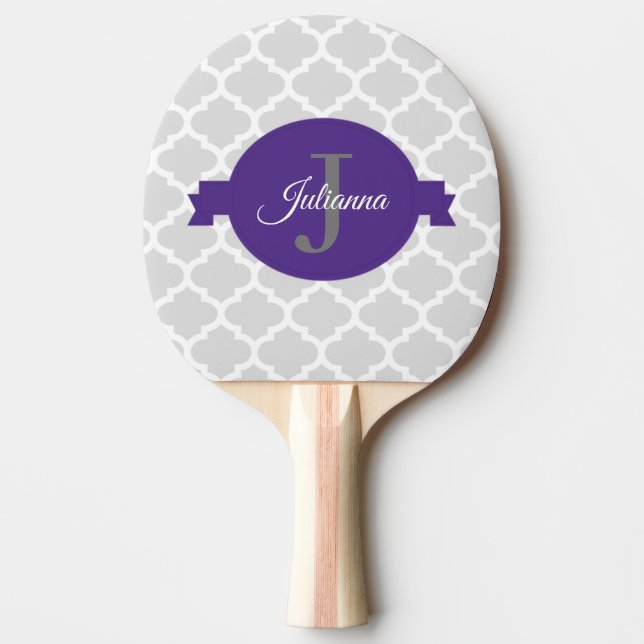 Lila Quatrefoil Personlig Ping Pong Paddle Pingisracket (Framsidan)