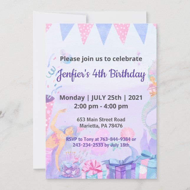 Lila Queen Baby Theme Birthday Inbjudningar (Framsida)