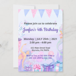 Lila Queen Baby Theme Birthday Inbjudningar