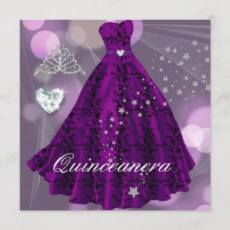 Lila Quinceanera 15-års födelsedagsfest Inbjudningar