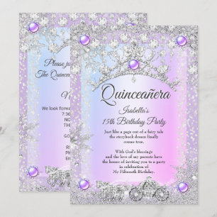 Lila Quinceanera 15-års Vinter Kärra Inbjudningar