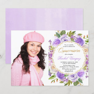 Lila Quinceanera blommande lavendel lilafärgad fot Inbjudningar