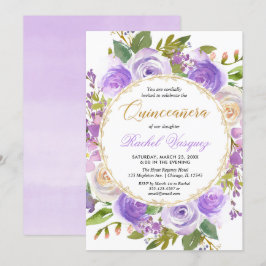Lila Quinceanera blommigt lavender lilac Inbjudningar