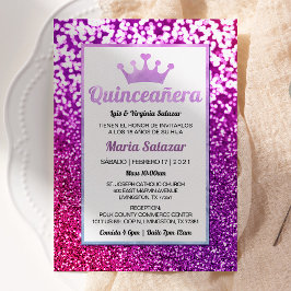 Lila Quinceañera Glamous spanska inbjudan