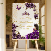 Lila Quinceañera Gyllene Rosor Fjäril Välkommen