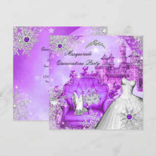 Lila Quinceanera Maskerad Magisk Prinsessa Inbjudningar