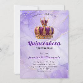 Lila Quinceanera Prinsess Krona Födelsedagsfirande Inbjudningar