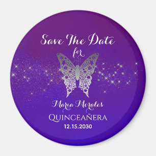 Lila Quinceanera Spara Datum Inbjudan Magnet