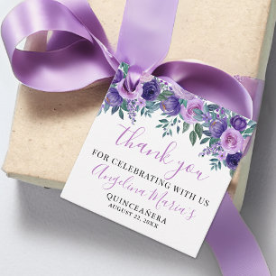 Lila Quinceanera Tack så mycket Gåvor Etiketter