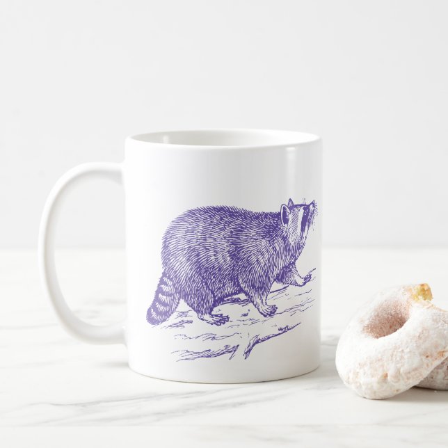 Lila Raccoon Illustration Mugg (Med munk)