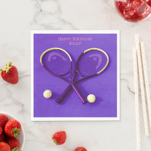 Lila Rackets och Bollar Birthday Tennis Party Pappersservett