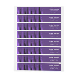 Lila rad av tofsar omslutande adressetikett etikettband