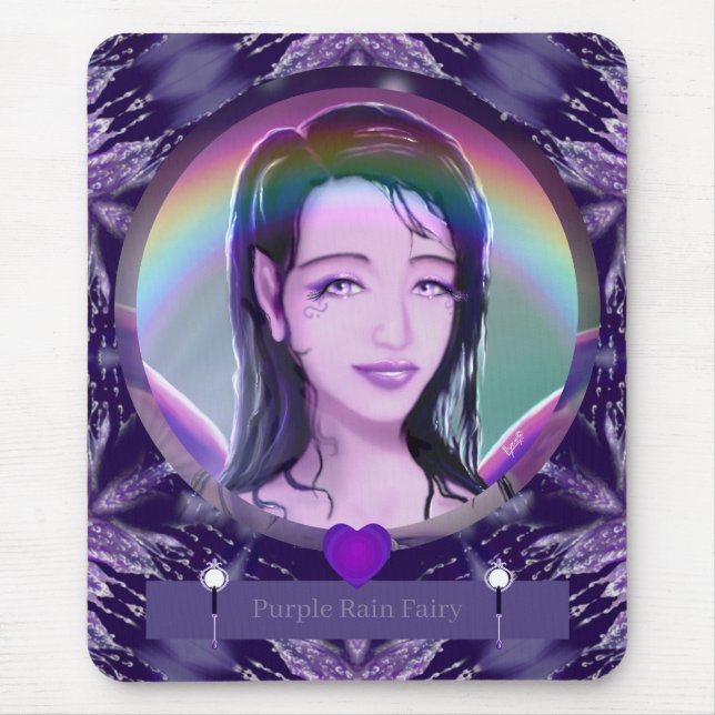 Lila Rain Fairy Mouse Pad Musmatta (Framsidan)