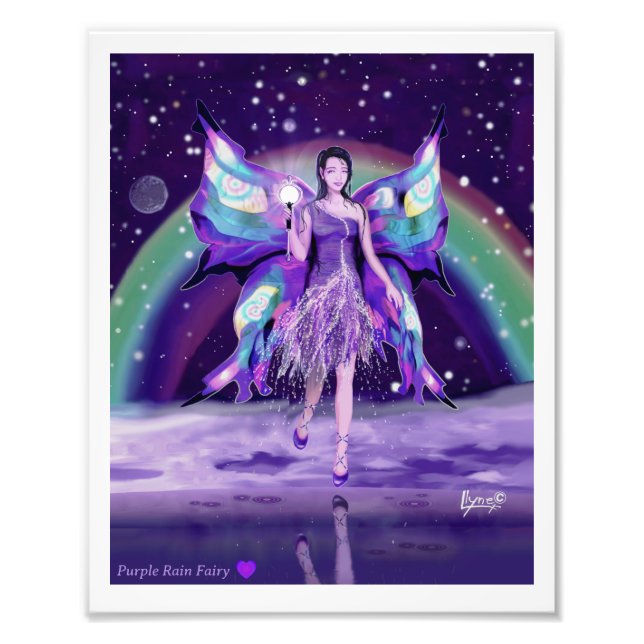 Lila Rain Fairy Photo Print Fototryck (Framsidan)