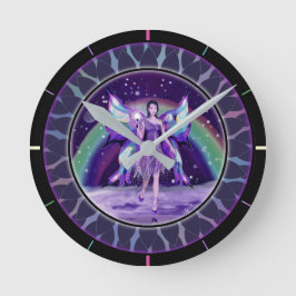 Lila Rain Fairy Round Clock Rund Klocka