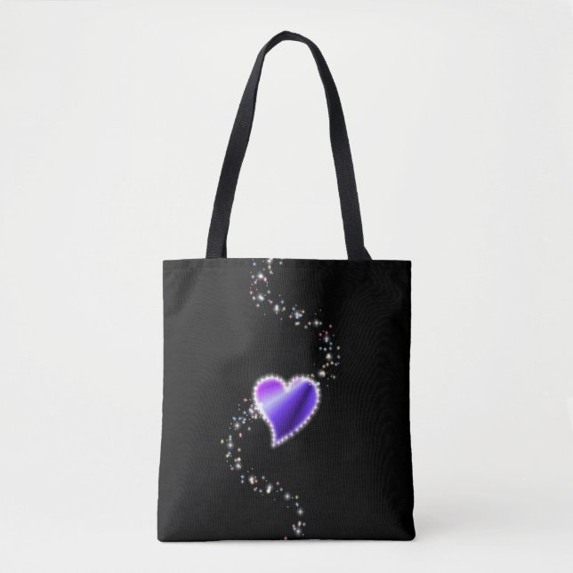 Lila Rainbow Heart med stjärnor Tygkasse (Framsida)
