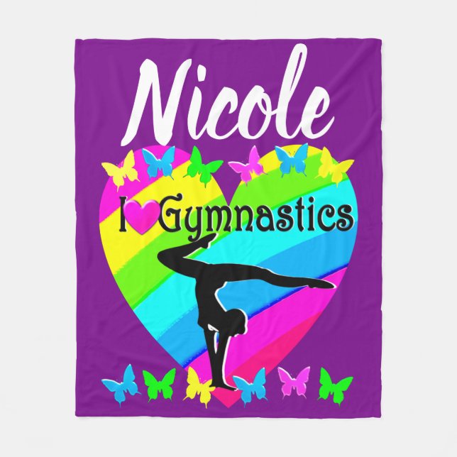 LILA RAINBOW I KÄRLEK GYMNASTICS DESIGN FLEECEFILT (Framsidan)