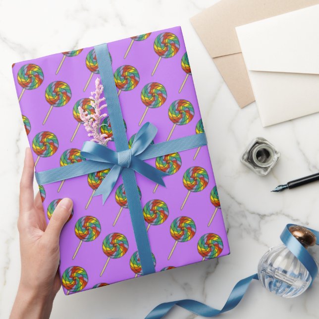 Lila Rainbow Lollipop Lollies Candy Store Sweets Presentpapper (Gåvor)