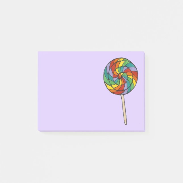 Lila Rainbow Lollipop Sweet Lolly Candy Pride Post-it Block (Framsida)