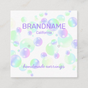 Lila Rainbow Soap Bubbles Earrings Visning Fyrkantigt Visitkort