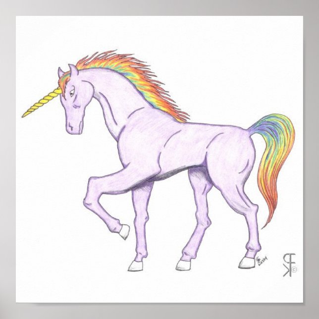 Lila Rainbow Unicorn Poster (Framsidan)